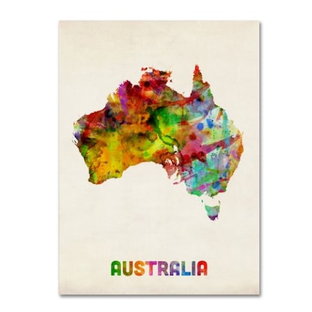 Michael Tompsett 'Australia Watercolor Map' Canvas Art,18x24